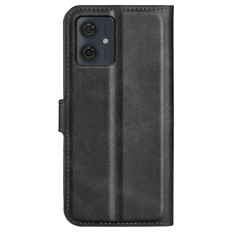 Per Motorola Moto G54 5G Case Stand PU Leather Calf Texture Phone Cover Wallet - Nero