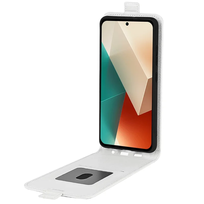For Xiaomi Redmi Note 13 5G Case Anti-Dust Phone Shell PU Leather Cover with Card Slot - White