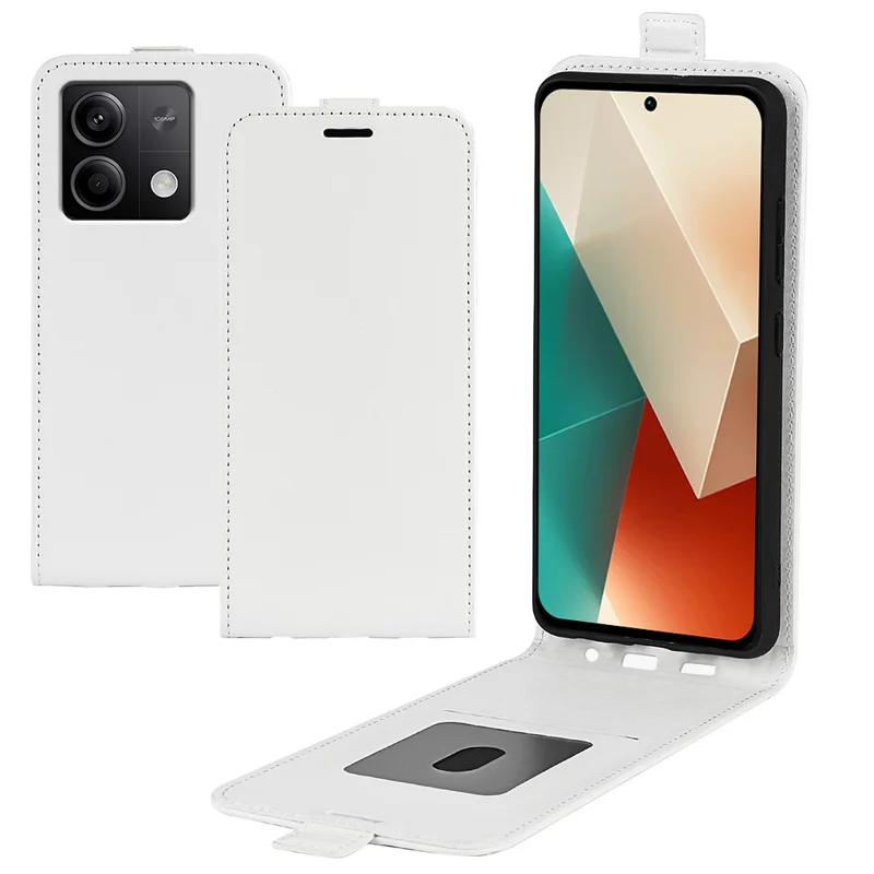 For Xiaomi Redmi Note 13 5G Case Anti-Dust Phone Shell PU Leather Cover with Card Slot - White