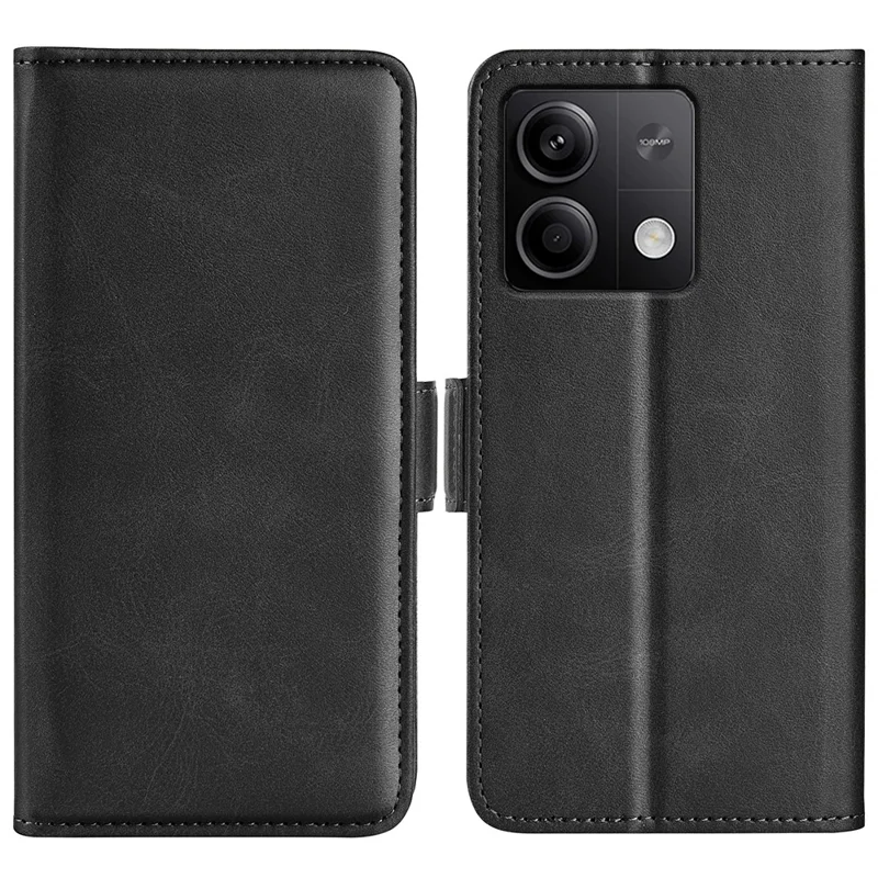 Flip-Case mit Ständer für Xiaomi Redmi Note 13 5G (China), Brieftaschen-Handyhülle aus PU-Leder mit Kalbsleder-Optik, Schwarz