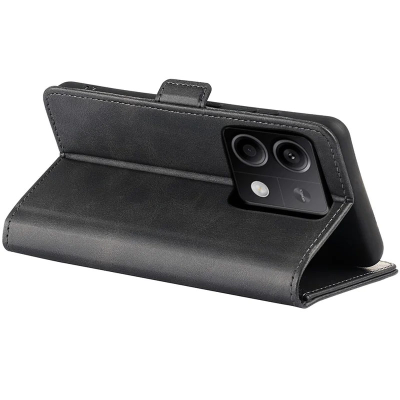 Flip-Case mit Ständer für Xiaomi Redmi Note 13 5G (China), Brieftaschen-Handyhülle aus PU-Leder mit Kalbsleder-Optik, Schwarz