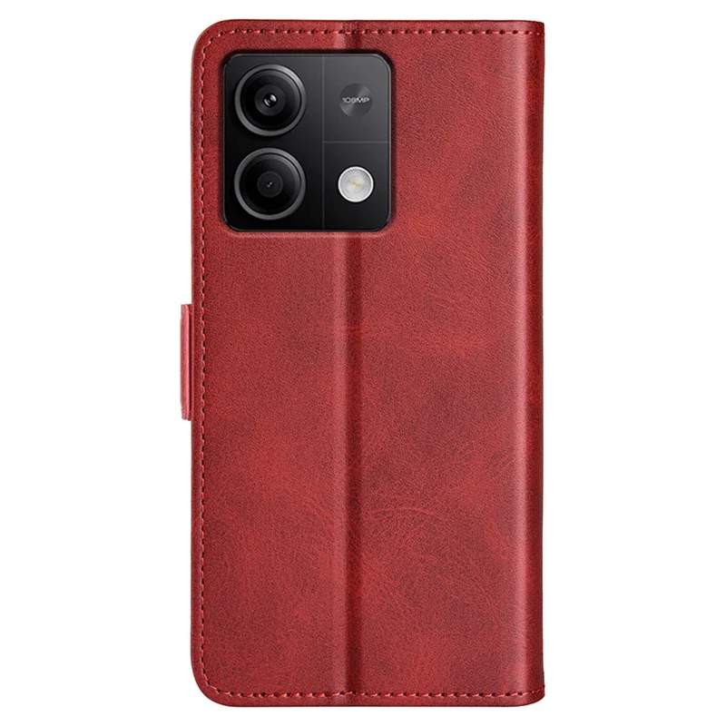 For Xiaomi Redmi Note 13 5G Case Stand Flip Calf Texture Phone Cover PU Leather Wallet Phone Shell - Red