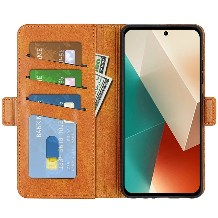Für Xiaomi Redmi Note 13 5G (China) Hülle Ständer Flip Kalbsstruktur Handyhülle PU-Leder Brieftasche Handyhülle - Gelb