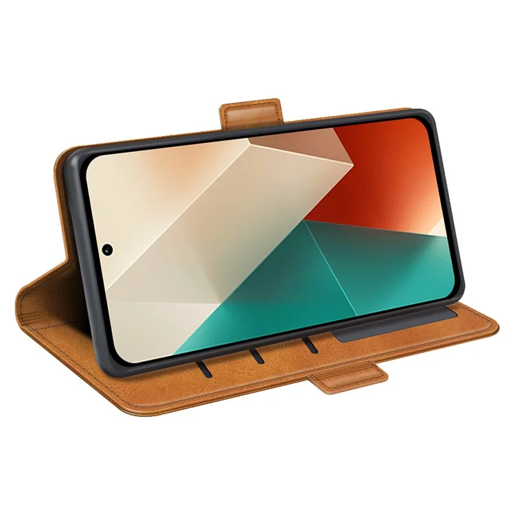 Für Xiaomi Redmi Note 13 5G (China) Hülle Ständer Flip Kalbsstruktur Handyhülle PU-Leder Brieftasche Handyhülle - Gelb