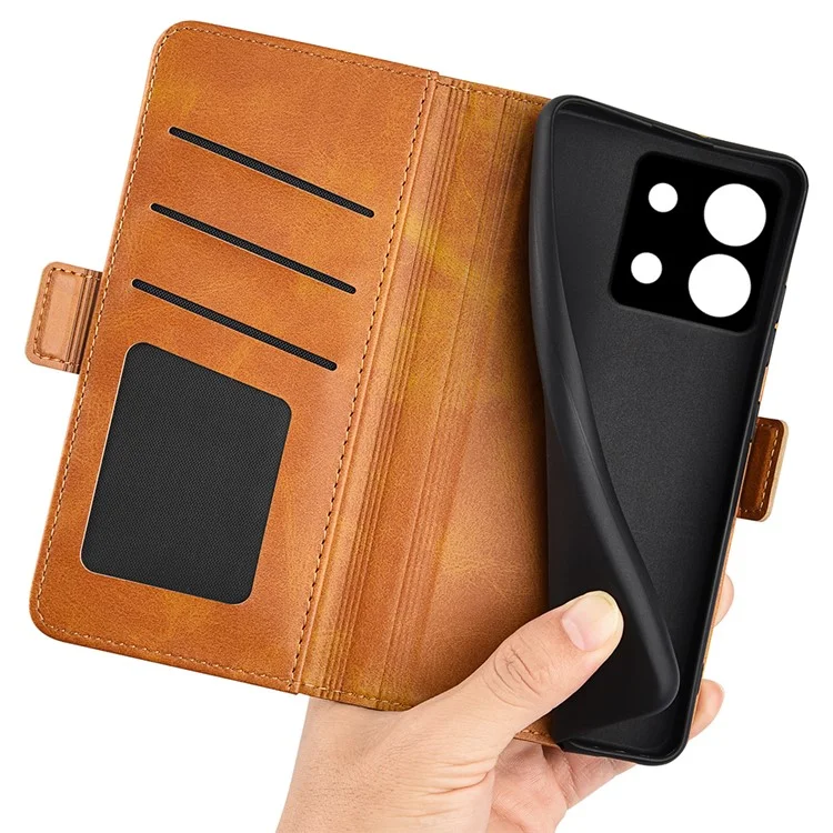Für Xiaomi Redmi Note 13 5G (China) Hülle Ständer Flip Kalbsstruktur Handyhülle PU-Leder Brieftasche Handyhülle - Gelb