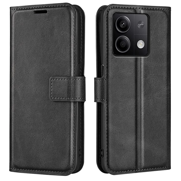 Handyhülle für Xiaomi Redmi Note 13 5G (China) Ständer PU-Leder Kalbsleder Handyhülle Brieftasche - Schwarz