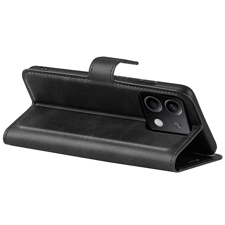 Handyhülle für Xiaomi Redmi Note 13 5G (China) Ständer PU-Leder Kalbsleder Handyhülle Brieftasche - Schwarz