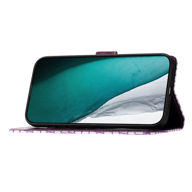 For Samsung Galaxy S24+ Case PU Leather Crocodile Texture Phone Cover with Strap - Purple