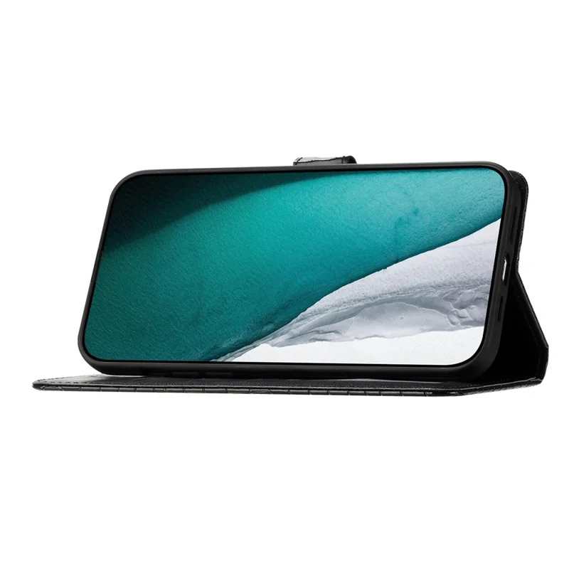 For Samsung Galaxy S24 Case Crocodile Texture Phone Leather Cover with Strap - Black