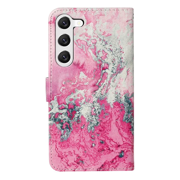 For Samsung Galaxy S25 / S24 Case Marble Pattern Leather Phone Wallet Stand Cover - Pink Sea Water