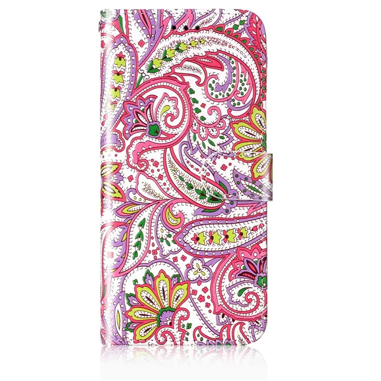 Para funda de Samsung Galaxy S25 / S24 Cubierta de impresión de patrón de cuero de cartera Flip Stand Phone Case - Flor