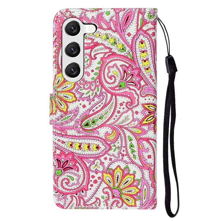 Para funda de Samsung Galaxy S25 / S24 Cubierta de impresión de patrón de cuero de cartera Flip Stand Phone Case - Flor