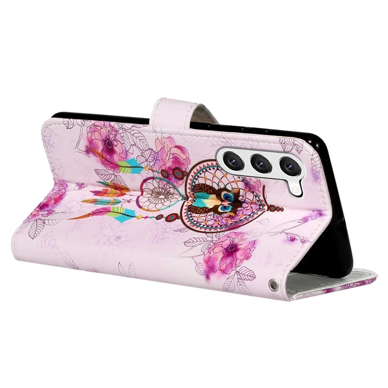 For Samsung Galaxy S24+ Case Pattern Printing Folding Stand PU Leather Phone Cover - Wind Chime Owl