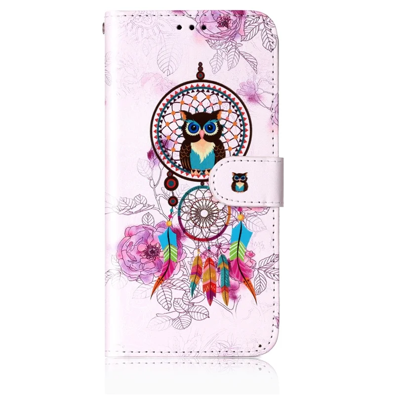 For Samsung Galaxy S24+ Case Pattern Printing Folding Stand PU Leather Phone Cover - Wind Chime Owl