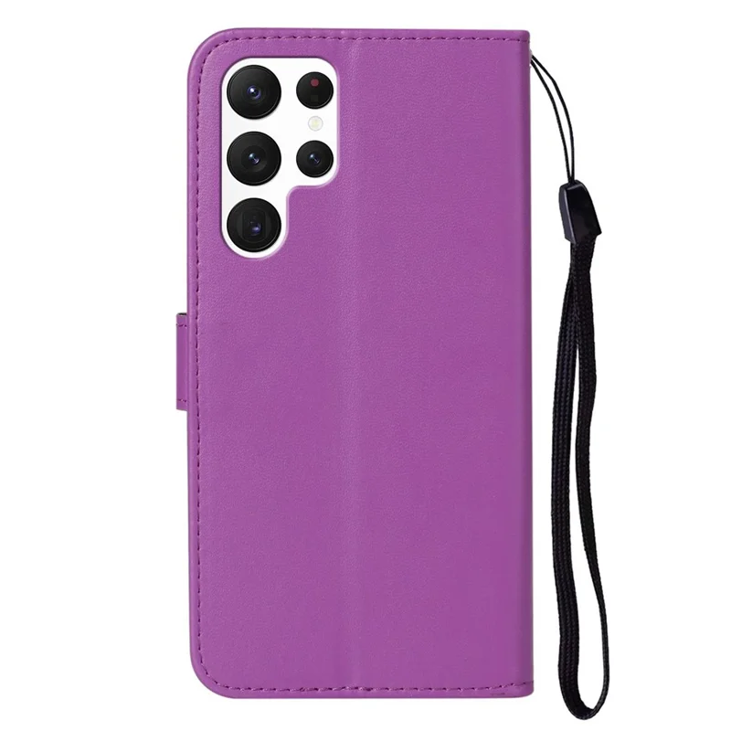 B40 For Samsung Galaxy S24 Ultra Custodia in Pelle Colore Solido Anti-Caduta Custodia Portafoglio per Telefono - Viola