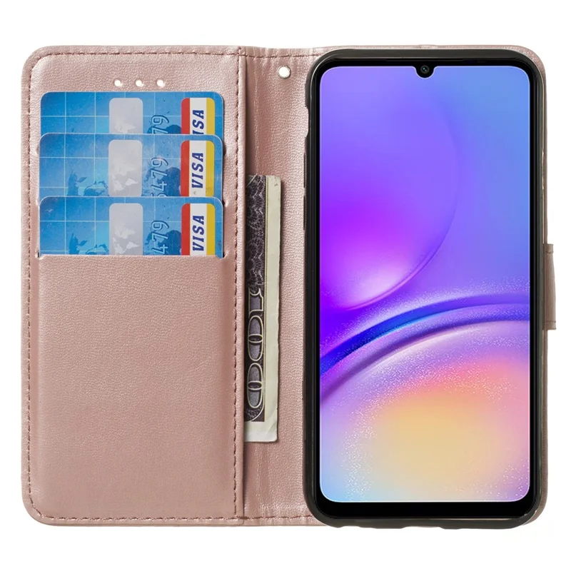 B40 Funda para Samsung Galaxy A15 5G Caja de Cuero PU+TPU Billetera de Pie Cubierta de Teléfono - Oro Rosa