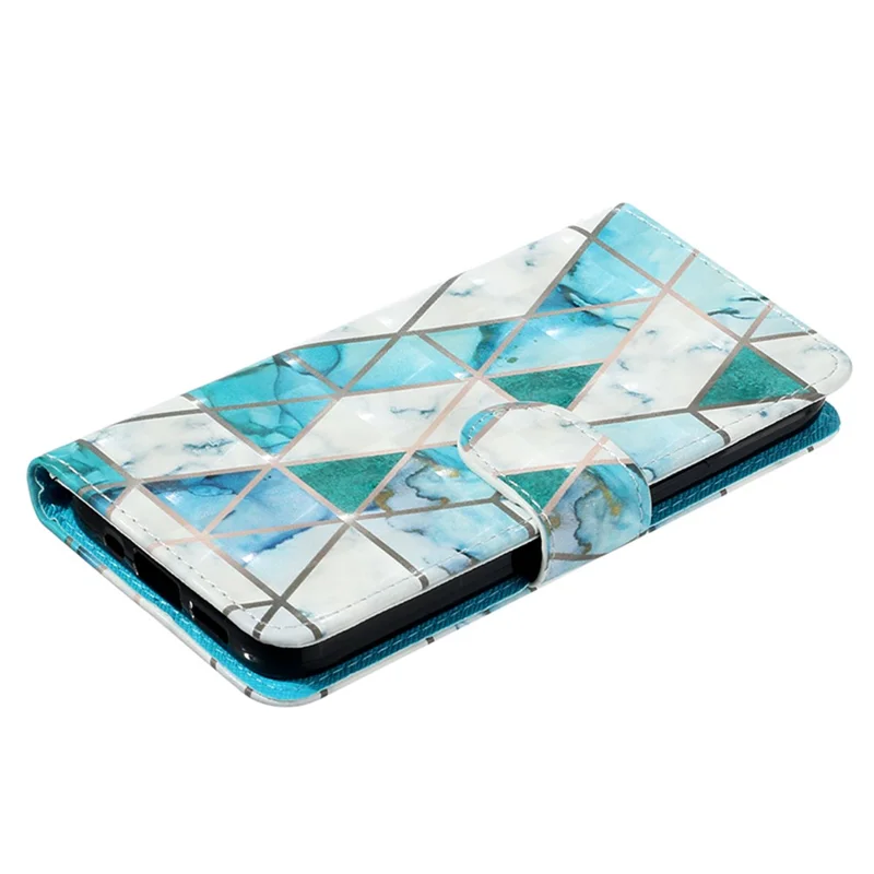 For Samsung Galaxy S24+ Case 3D Pattern Printing Anti-Drop Wallet Leather Phone Cover - Green Marble