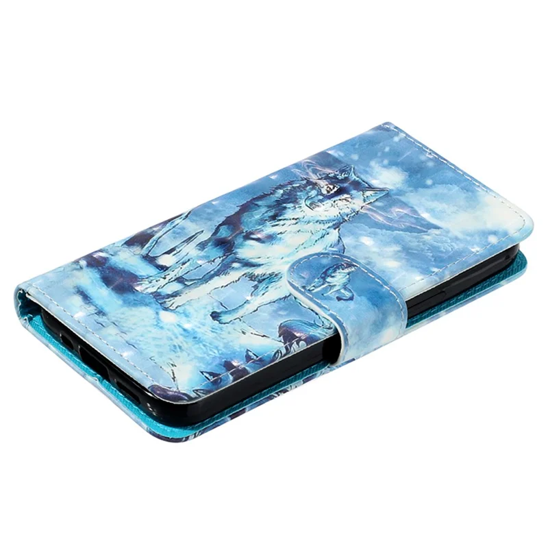 For Samsung Galaxy S24 Ultra Leather Cover Flip Stand 3D Pattern Printed Phone Case - Snow Wolf