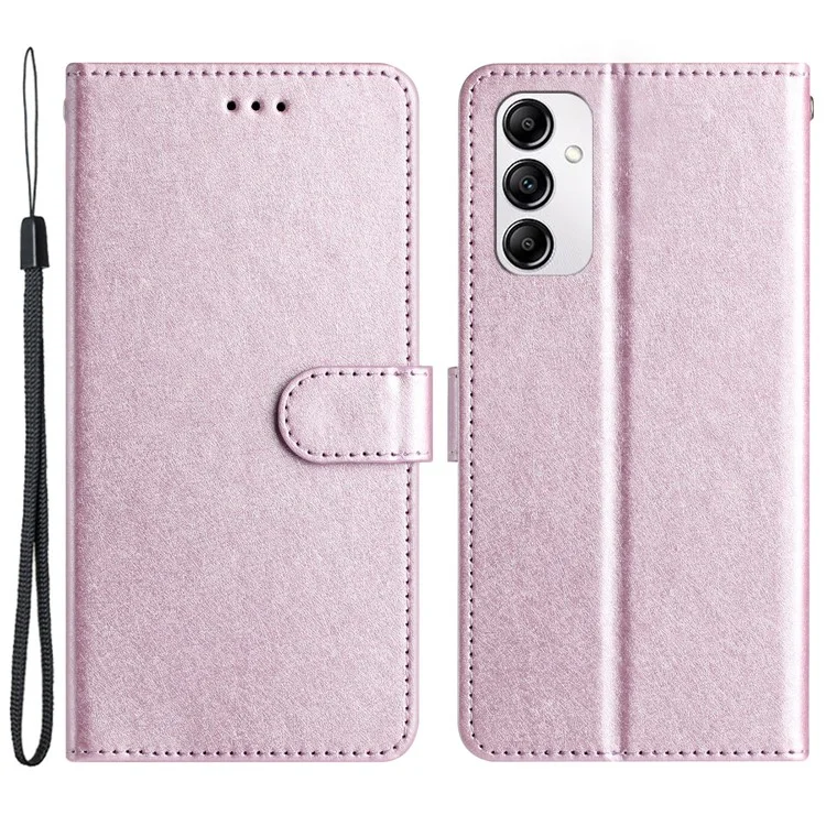 Phone Case for Samsung Galaxy A15 4G PU Leather Silk Texture Wallet Stand Cover with Strap - Light Purple