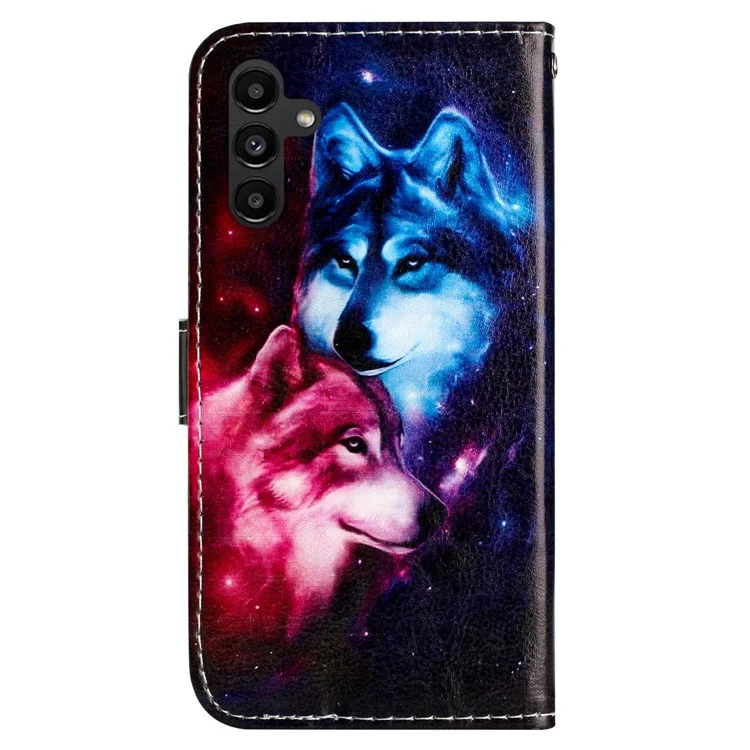 For Samsung Galaxy A15 5G Case Pattern Printing Wallet Flip Phone Cover - Couple Wolf