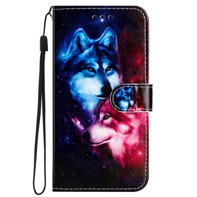 For Samsung Galaxy A15 5G Case Pattern Printing Wallet Flip Phone Cover - Couple Wolf