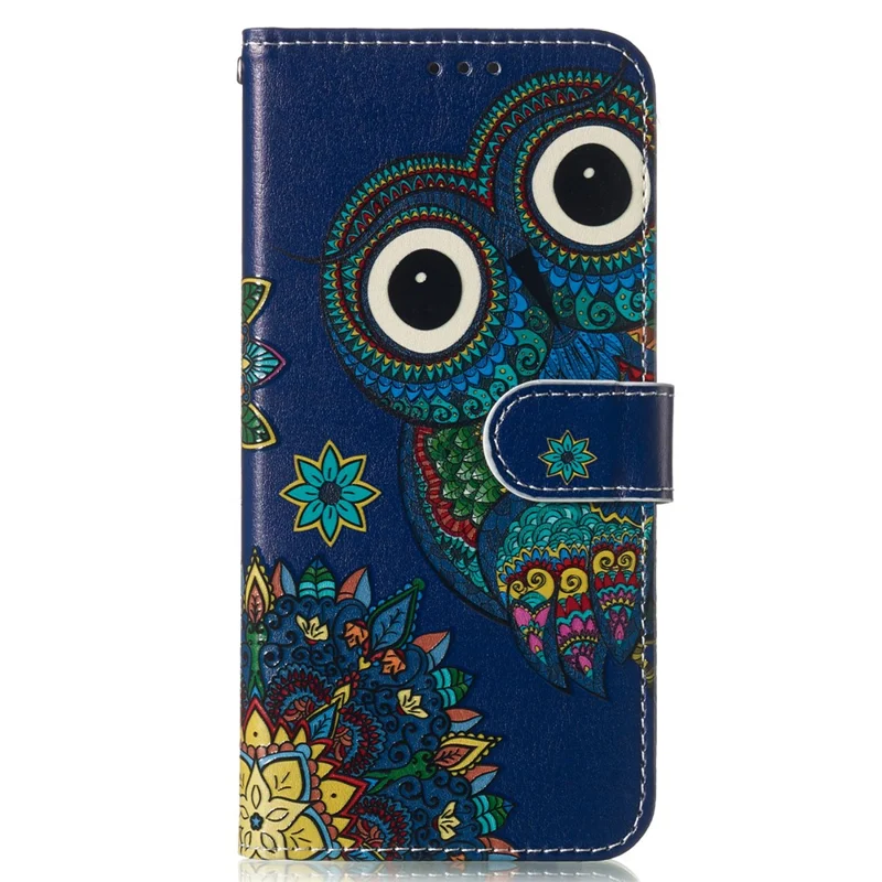 Per Samsung Galaxy A15 5G Cover Stand Wallet Pattern Printing Leather Wallet Phone Case - Blue Owl
