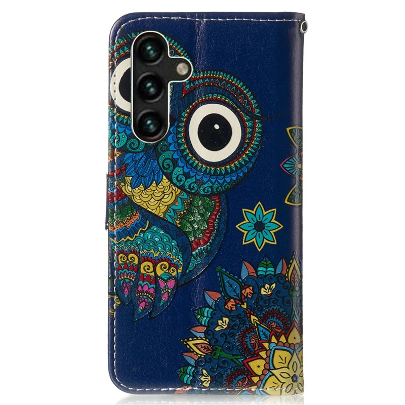 Per Samsung Galaxy A15 5G Cover Stand Wallet Pattern Printing Leather Wallet Phone Case - Blue Owl