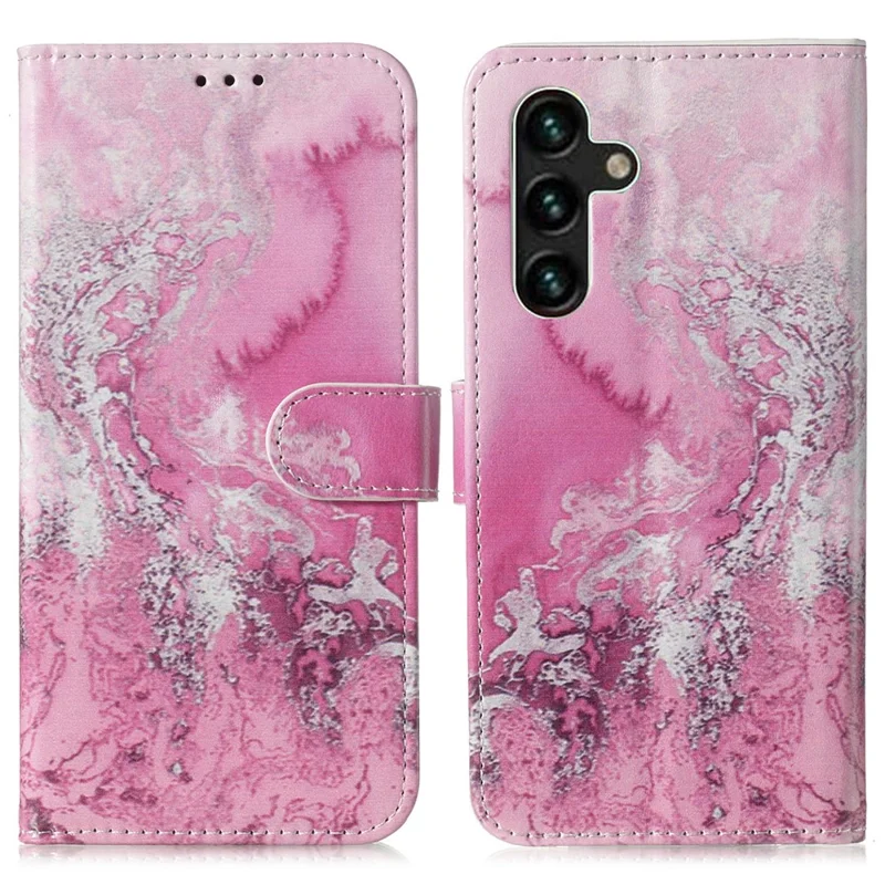 Custodia per Samsung Galaxy A15 5G in ecopelle con portafoglio e motivo - Rosa Acqua di Mare