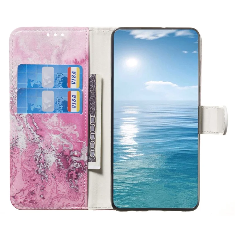 Custodia per Samsung Galaxy A15 5G in ecopelle con portafoglio e motivo - Rosa Acqua di Mare