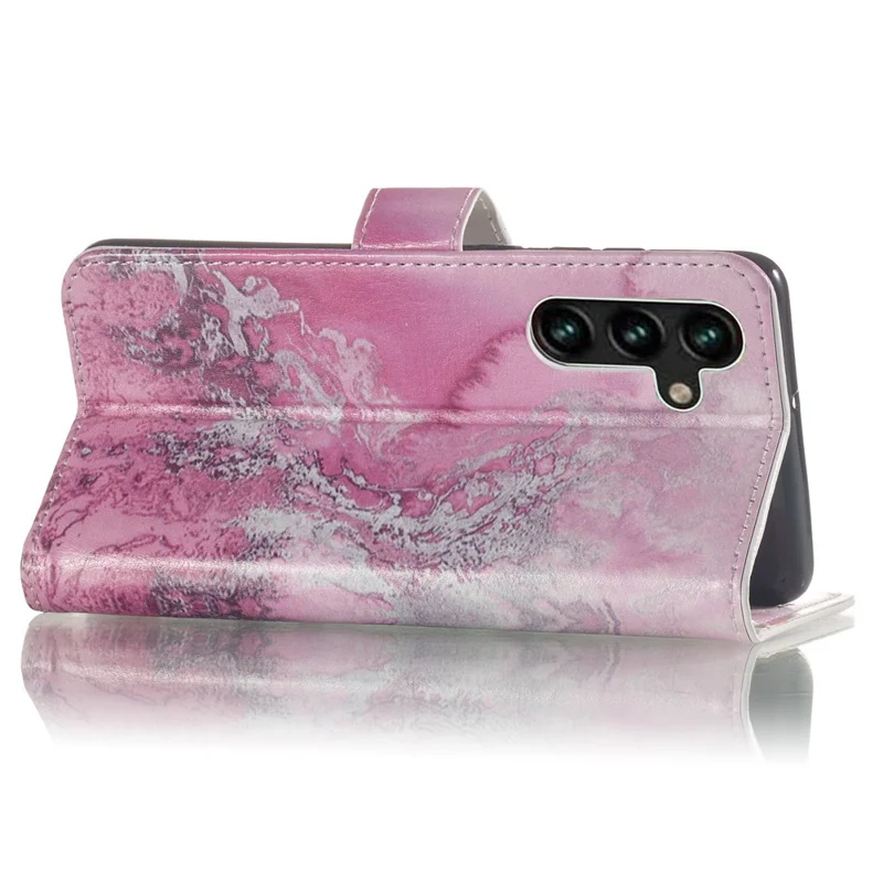 Custodia per Samsung Galaxy A15 5G in ecopelle con portafoglio e motivo - Rosa Acqua di Mare