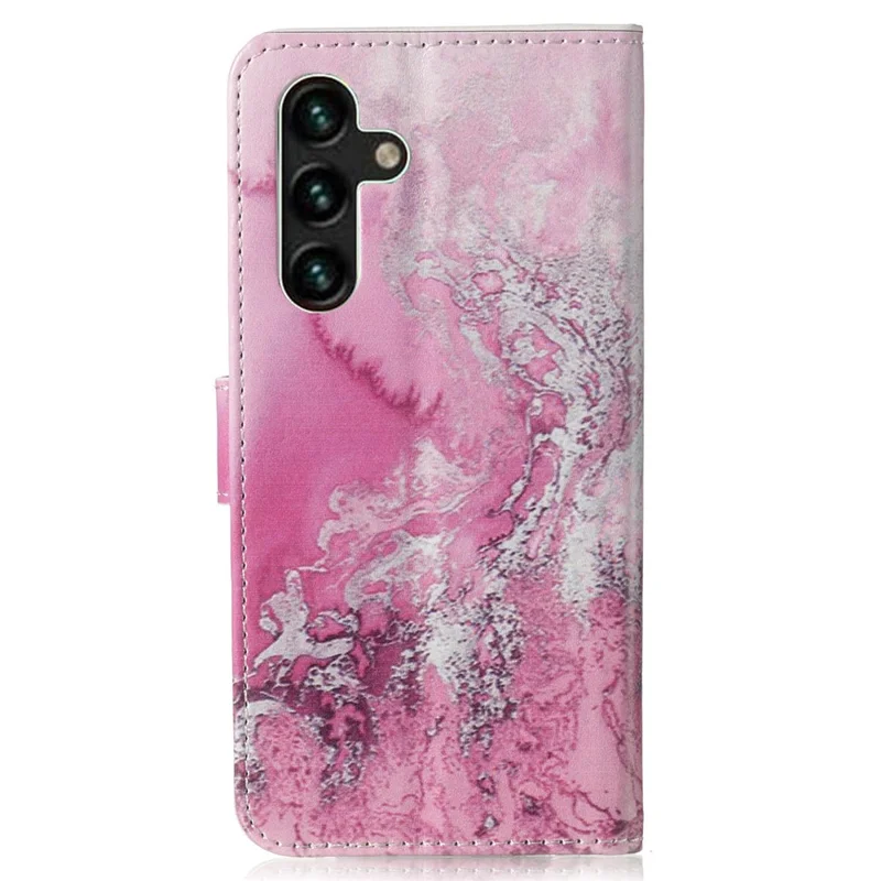 Custodia per Samsung Galaxy A15 5G in ecopelle con portafoglio e motivo - Rosa Acqua di Mare