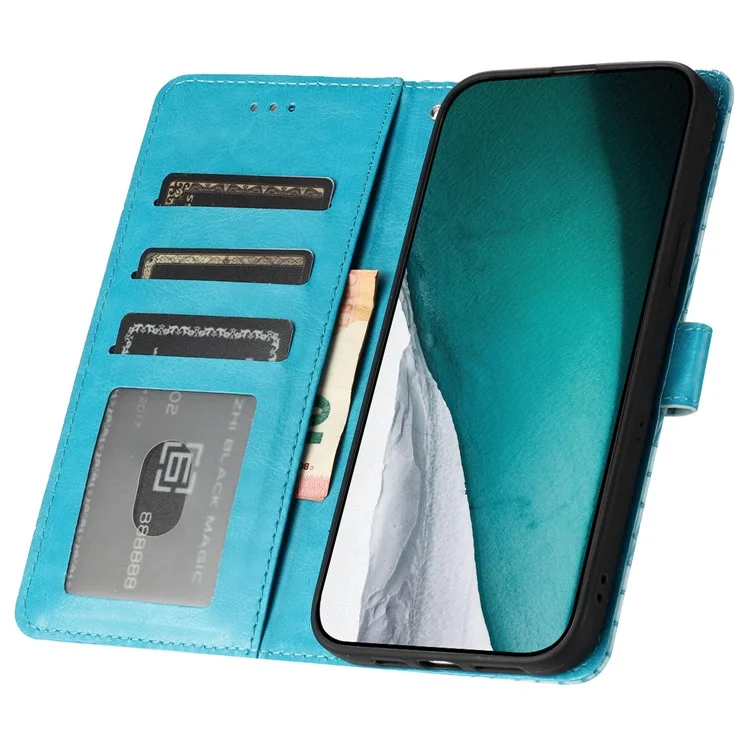 Per Samsung Galaxy A15 5G Case PU Leather Crocodile Texture Phone Cover Wallet Stand Shell con Strap - Blu
