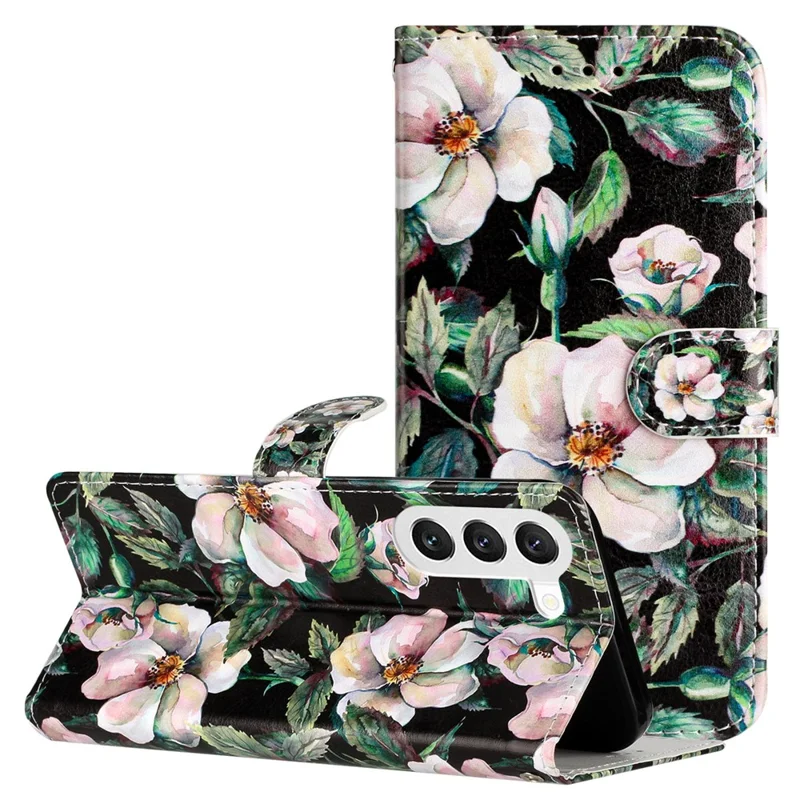 For Samsung Galaxy S24 Case PU Leather Pattern Printing Design Phone Cover - Magnolia
