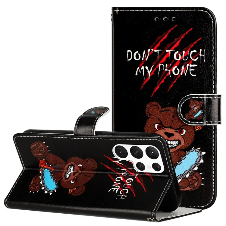 Для Samsung Galaxy S24 Ultra Case Flip PU Leather Magnetic Protective Phone Cover - Не трогайте мой телефон
