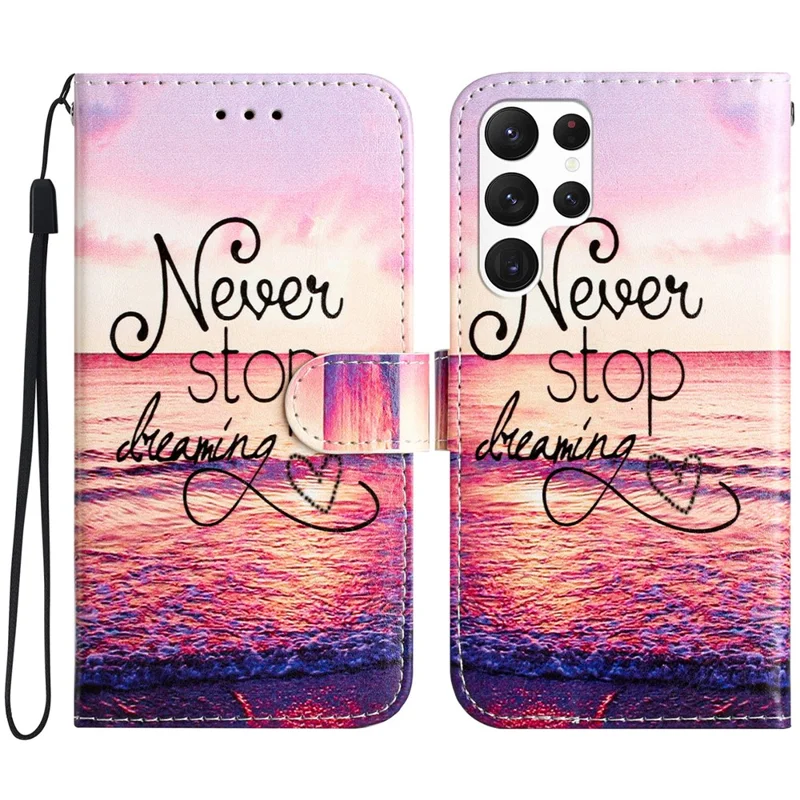 For Samsung Galaxy S24 Ultra Case Flip PU Leather Magnetic Protective Phone Cover - Never Stop Dreaming