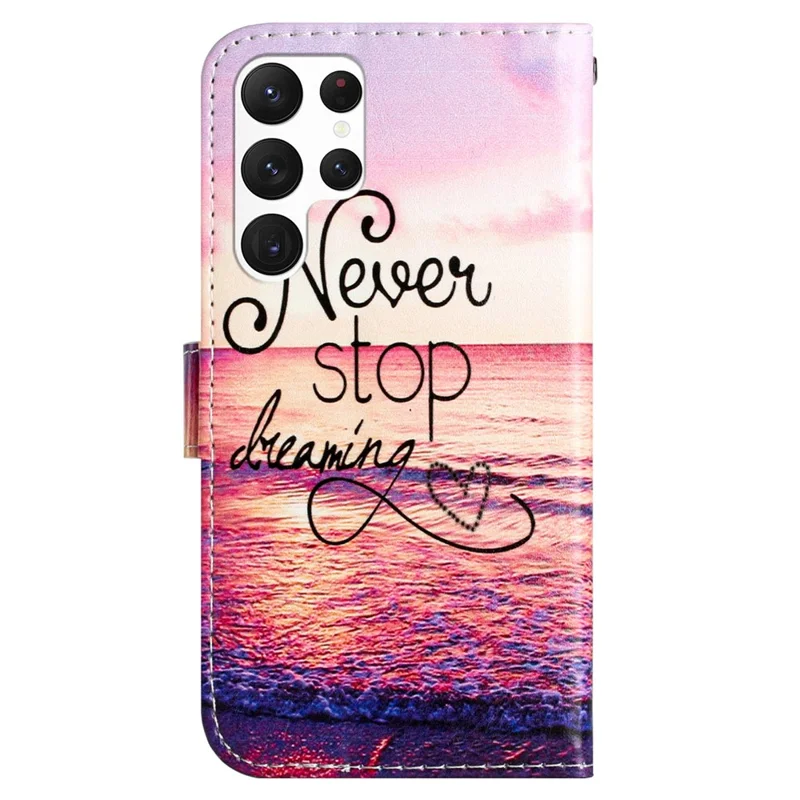 For Samsung Galaxy S24 Ultra Case Flip PU Leather Magnetic Protective Phone Cover - Never Stop Dreaming