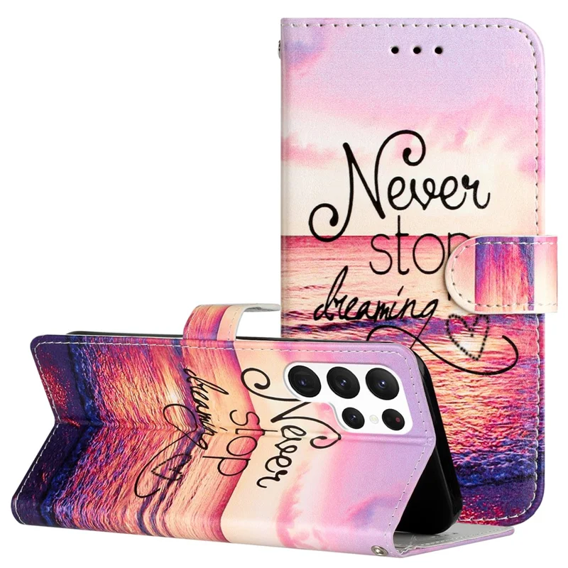 For Samsung Galaxy S24 Ultra Case Flip PU Leather Magnetic Protective Phone Cover - Never Stop Dreaming