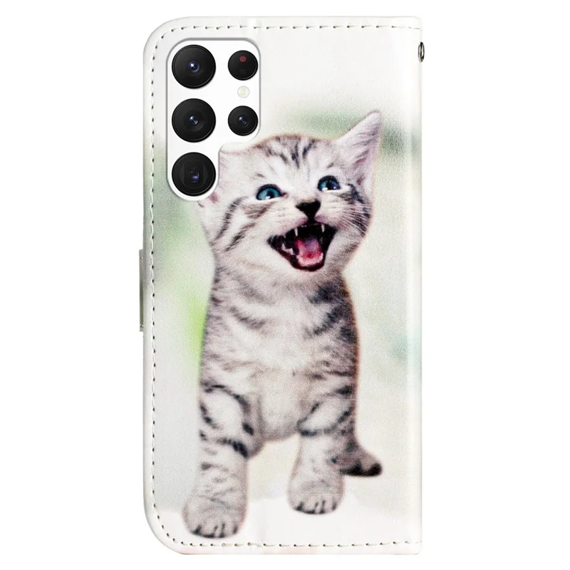 For Samsung Galaxy S24 Ultra Case Flip PU Leather Magnetic Protective Phone Cover - Cat