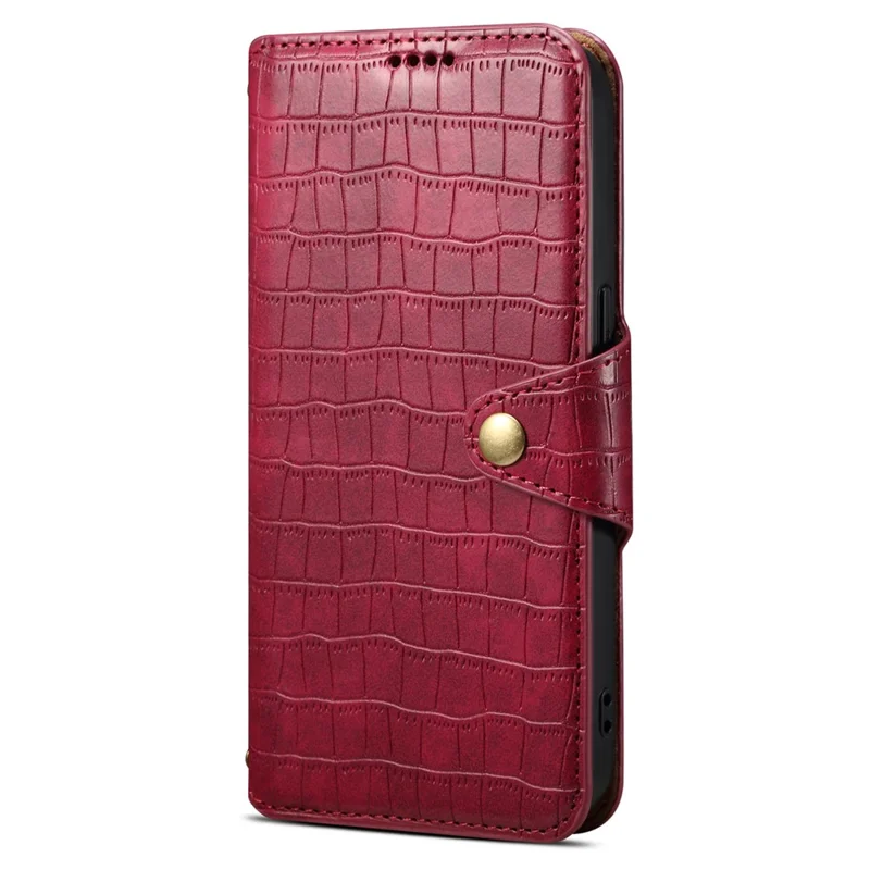 For iPhone 14 Pro Max Case Crocodile Texture Phone Cover with Wallet Stand - Red