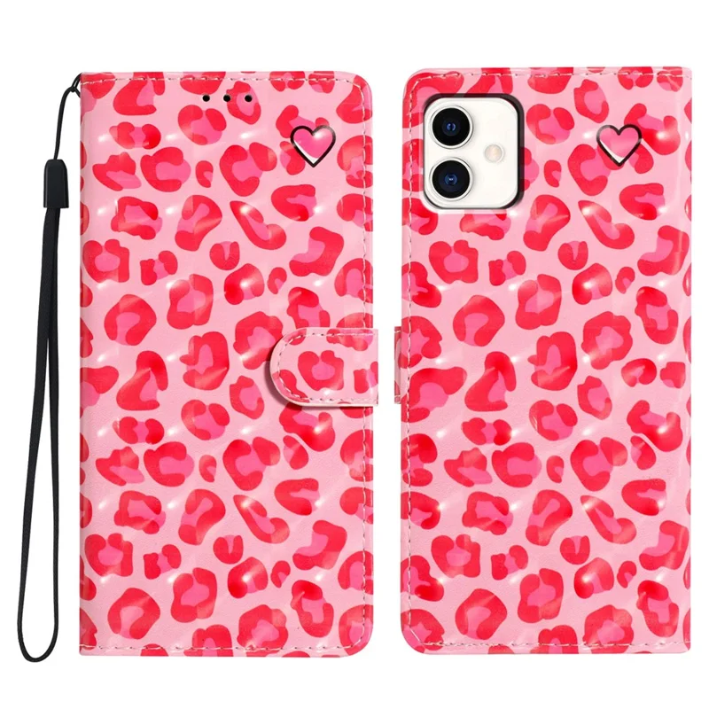 For Samsung Galaxy A04 4G (164.4 x 76.3 x 9.1 mm) Case 3D Pattern Leather Phone Cover - Pink Leopard Print