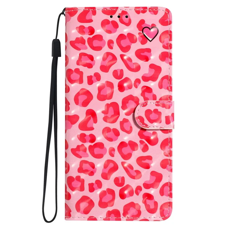 For Samsung Galaxy A04 4G (164.4 x 76.3 x 9.1 mm) Case 3D Pattern Leather Phone Cover - Pink Leopard Print