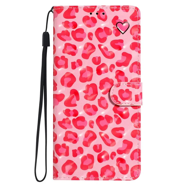 Für Oppo A76 / A36 / A96 4G / Realme 9i 4G Hülle PU-Leder 3D-Muster Handyhülle - Pink Leoparden-Print