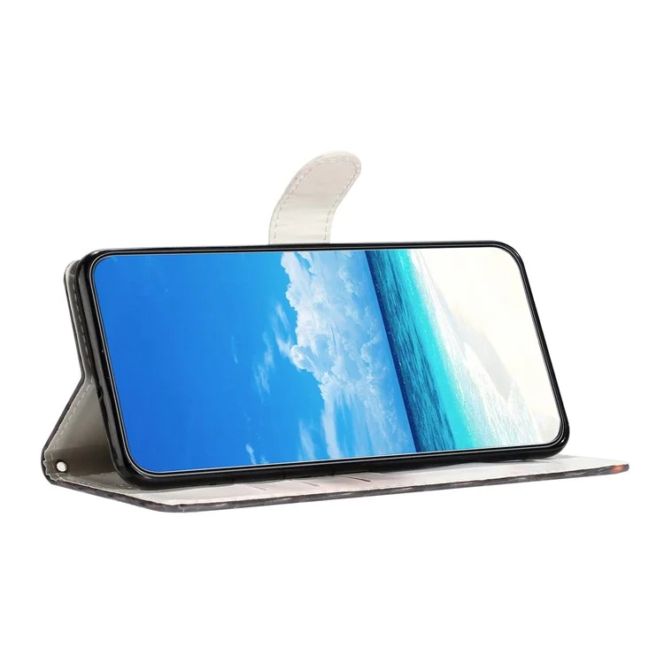 Per Oppo A57 4G / A57 (2022) 5G / A77 5G Custodia 3D Pattern Stampa Custodia in Pelle per Telefono - Strisce / Cuore