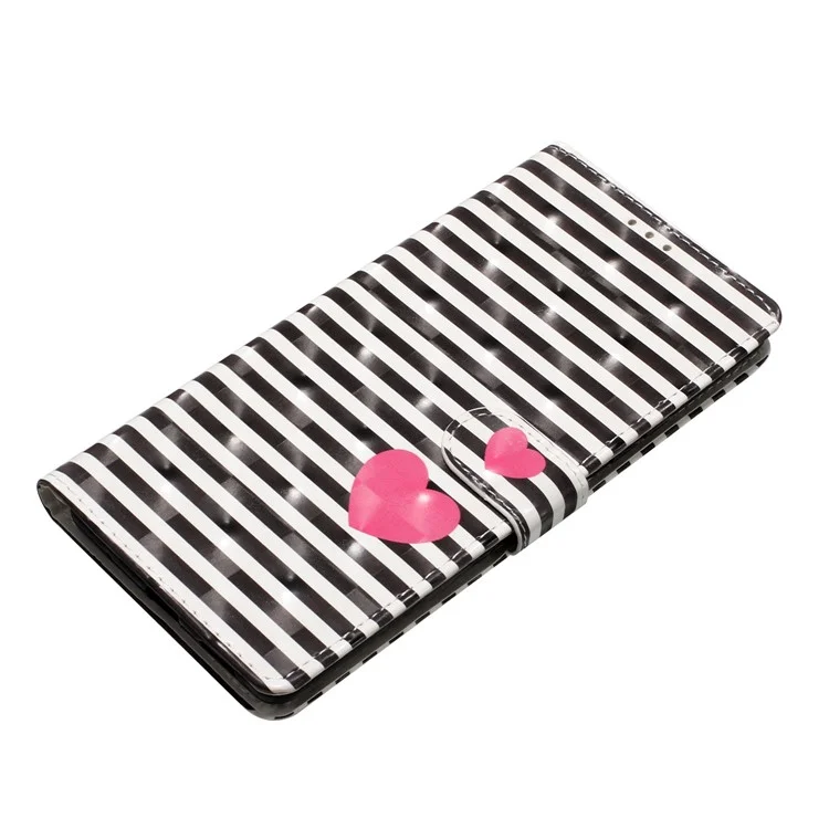 Per Oppo A57 4G / A57 (2022) 5G / A77 5G Custodia 3D Pattern Stampa Custodia in Pelle per Telefono - Strisce / Cuore
