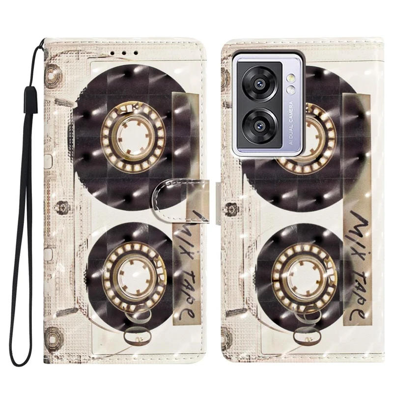 For Oppo A57 4G / A57 (2022) 5G / A77 5G Case 3D Pattern Printing Phone Leather Cover - Tape