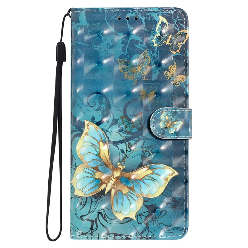 For Oppo A57 4G / A57 (2022) 5G / A77 5G Case 3D Pattern Printing Phone Leather Cover - Butterfly