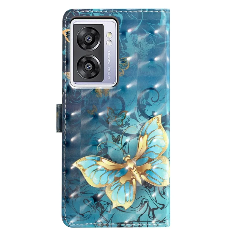 For Oppo A57 4G / A57 (2022) 5G / A77 5G Case 3D Pattern Printing Phone Leather Cover - Butterfly