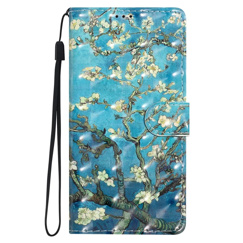 For Oppo A57 4G / A57 (2022) 5G / A77 5G Case 3D Pattern Printing Phone Leather Cover - Apricot Blossom