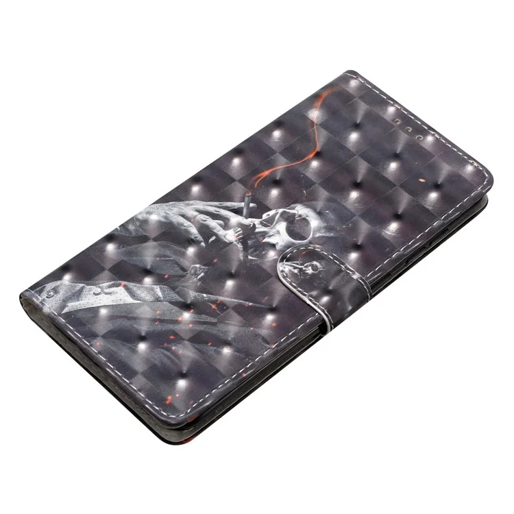 Para el caso de Oppo A78 4G, funda de piel PU con cierre magnético Patrón 3D Cubierta de teléfono - Esqueleto de fumar