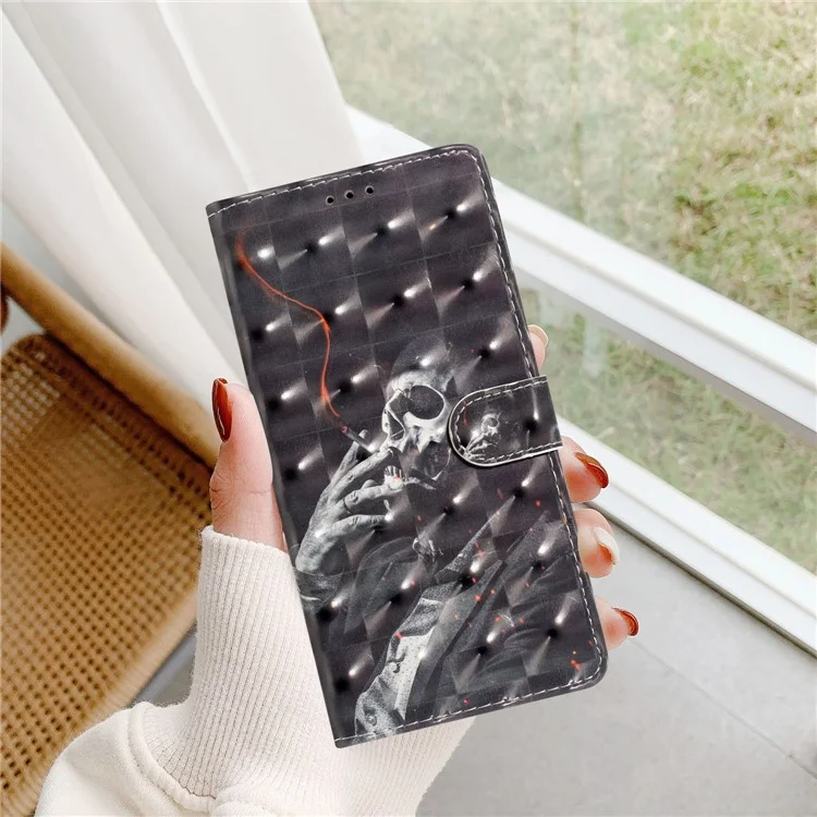 Para el caso de Oppo A78 4G, funda de piel PU con cierre magnético Patrón 3D Cubierta de teléfono - Esqueleto de fumar